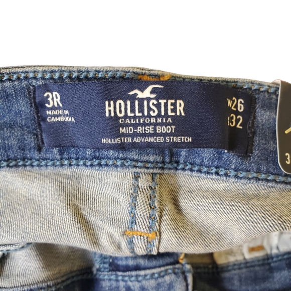 Hollister Junior Jeans Sz 3R Mid Rise Boot W26 L32 Stretch - Picture 3 of 6